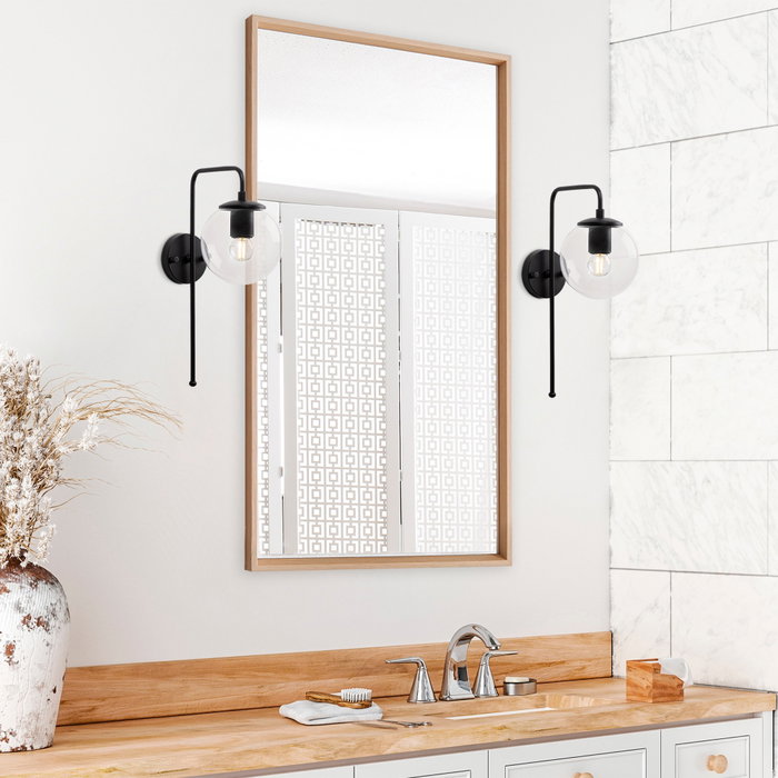 Opviq Viran - 10910 Lámpara de pared negra con tapa de cristal